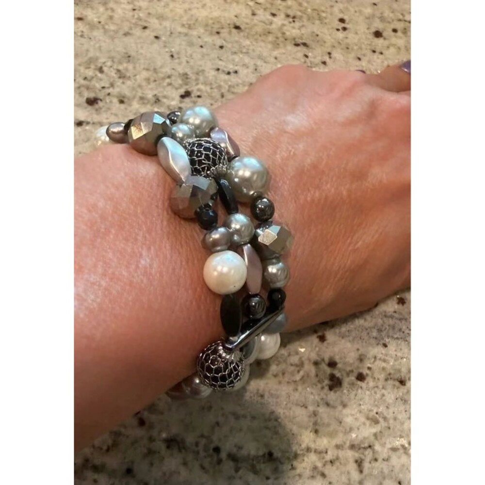 Lia Sophia "Katie" Multi-Strand Pearl & Beaded Stretch Bracelet